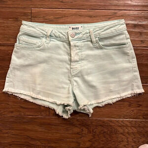 PAIGE Emmitt Raw Cuff Denim Shorts in Mint Size 25